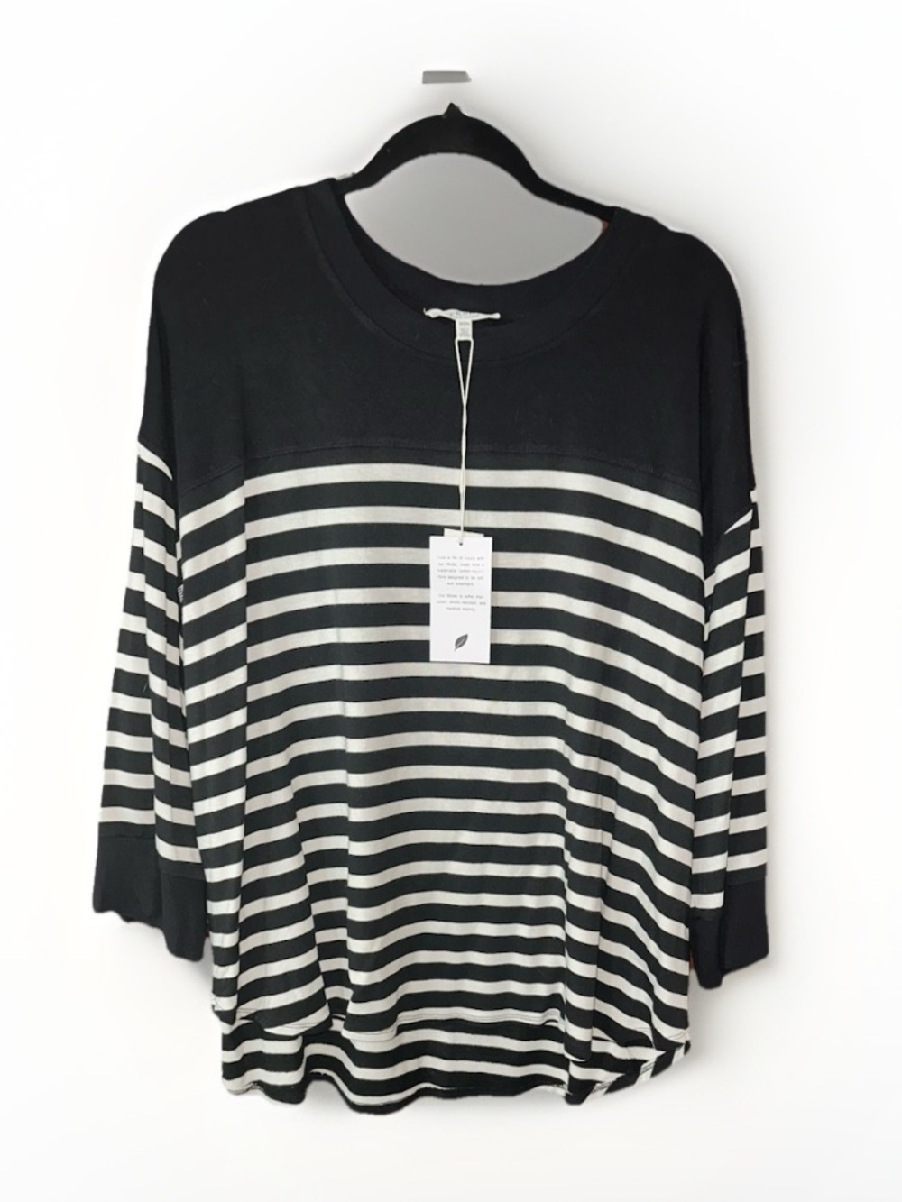 Workshop Republic Clothing Black & White Striped Long Sleeve Top
